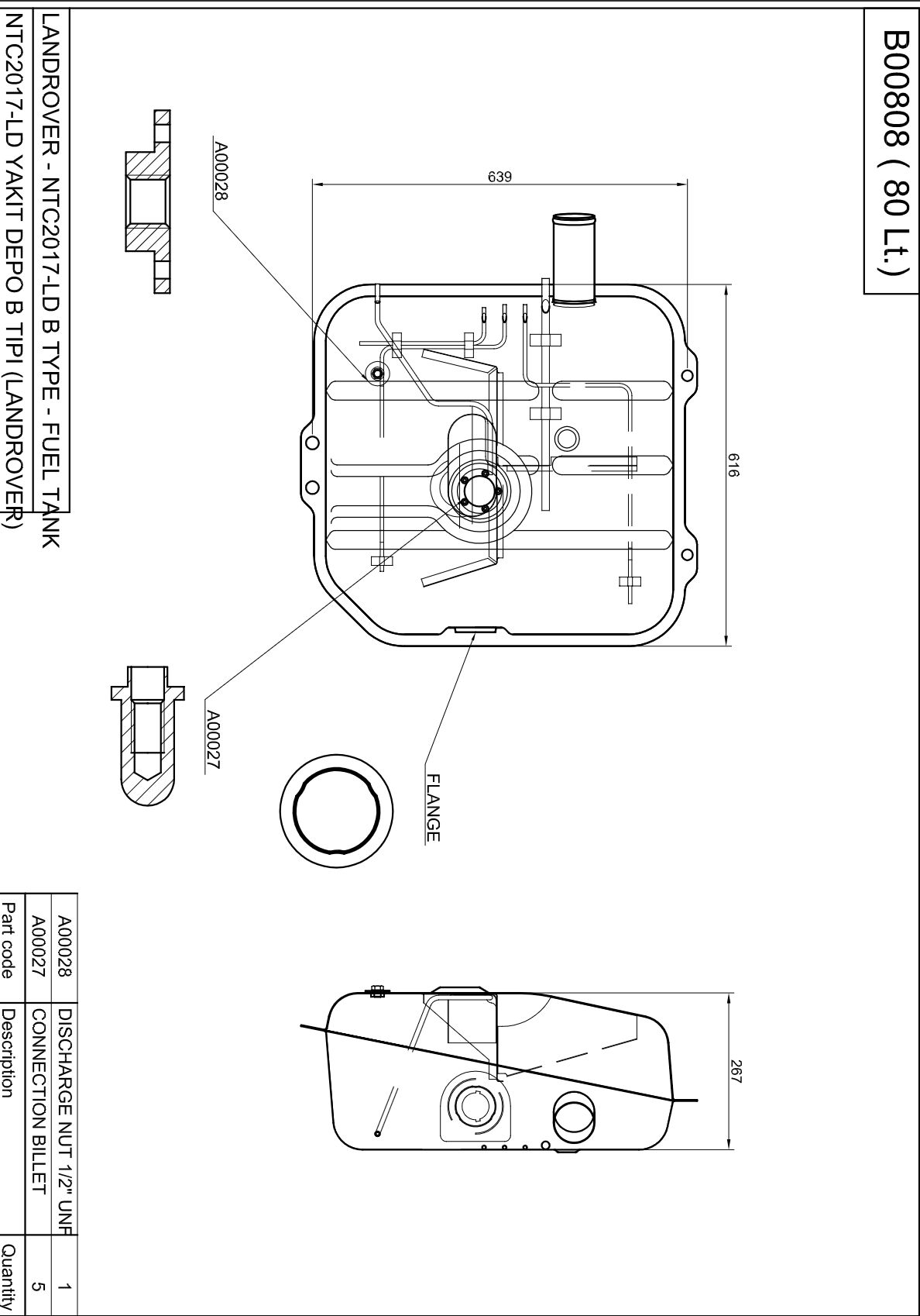 Land Rover Kraftstofftank – 585 x 327 x 300 mm – 50 l – AIC-7000-552174 – Stahl
