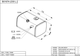 Mercedes Fuel Tank - 560X640X725 - 230 Lt - A3754702001 - Steel