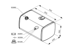 Mercedes Fuel Tank - 580X640X845 - 300 Lt - A3754700401 - Steel