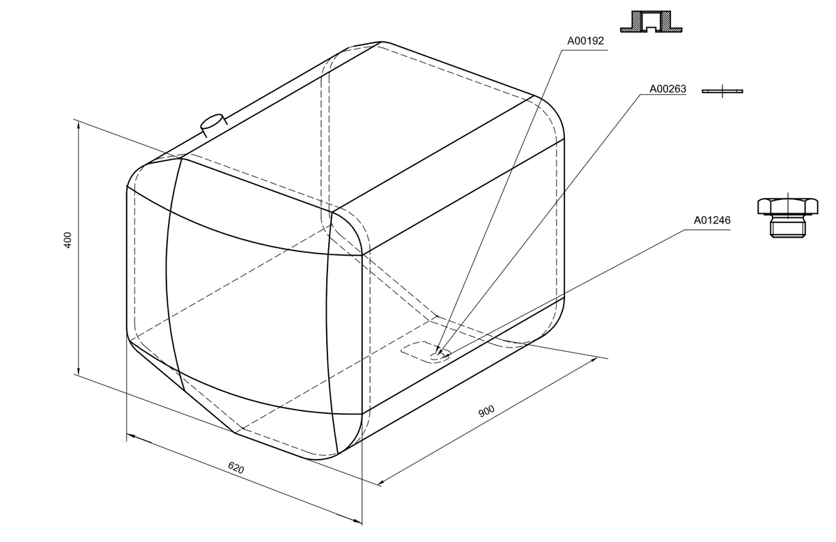 Mercedes Fuel Tank - 762X620X400 - 200 Lt - A4374700401 - Steel
