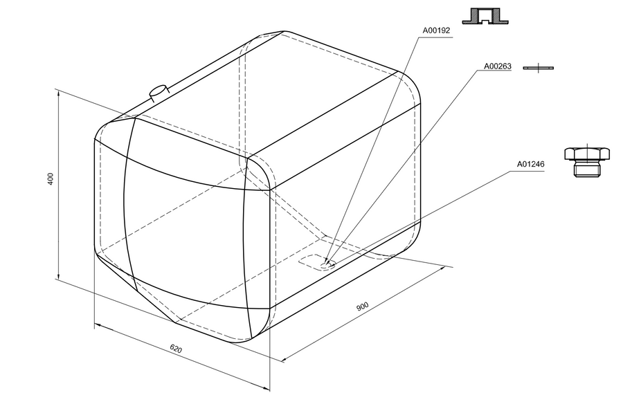 Mercedes Fuel Tank - 762X620X400 - 200 Lt - A4374700401 - Steel